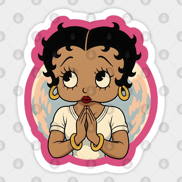 African American Betty Boop Praying Sticker by UrbanLifeApparel